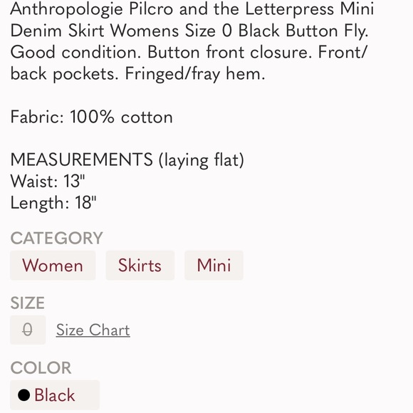 Pilcro Black Denim Frayed Skirt - Picture 5 of 5